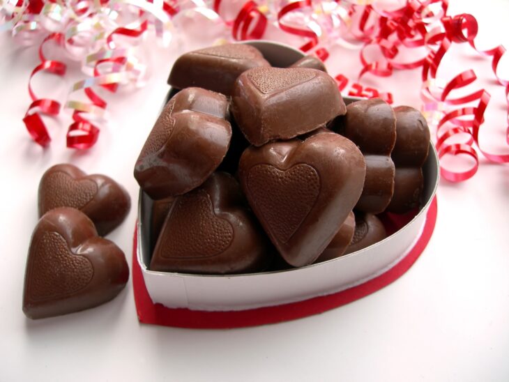 Heart-shaped chocolates for Valentine's Day