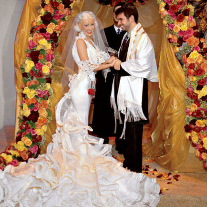 Christina Aguilera y Jordan Bratman el día de su boda