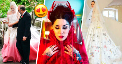 12 Famosas que eligieron usar un inusual vestido de novia el día de su boda