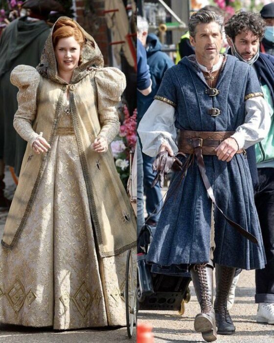 Amy Adams and Patrick Dempsey on the set of Disenchanted