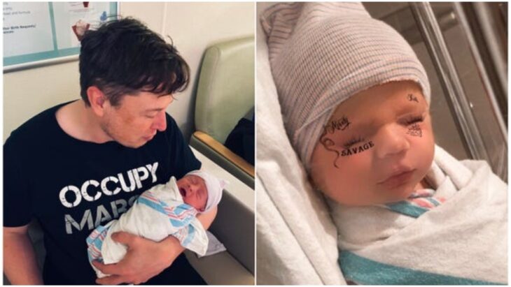 Elon Musk with his baby;  Grimes and Elon Musk reveal they secretly had a second child