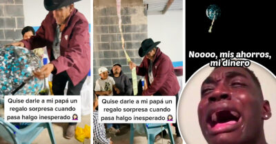 Chica le regala un globo con dinero a su papá y el obsequio sale volando