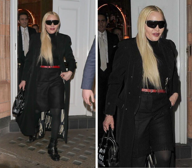 Photos of Madonna leaving a restaurant in London 