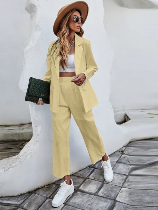 Yellow jacket set; Yellow outfits to welcome spring