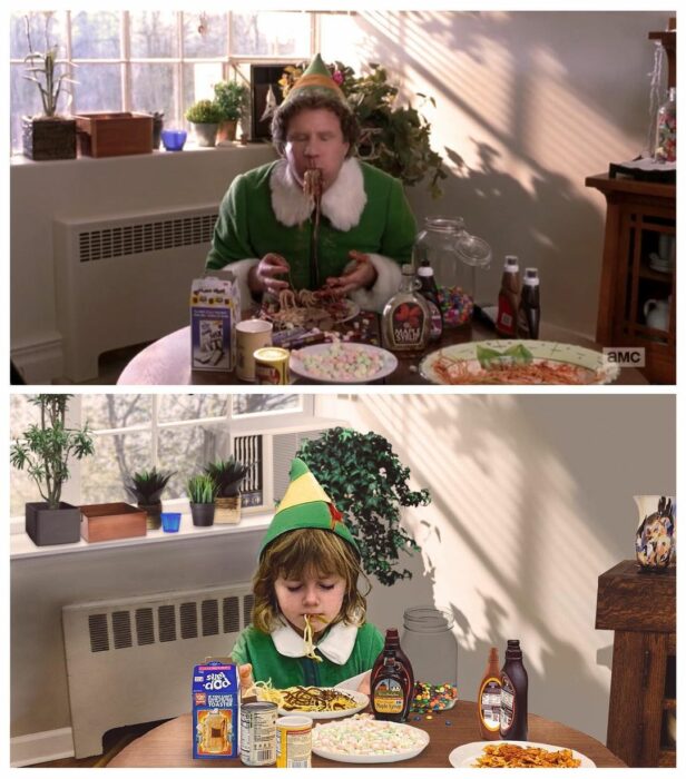 image of a girl recreating a scene from the movie ELF 