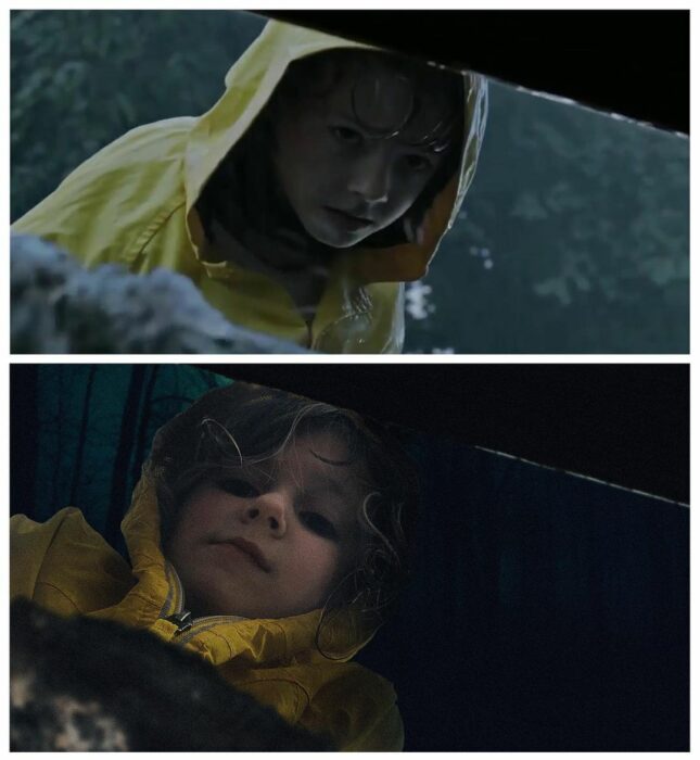 image of a girl recreating the sewer scene from It 