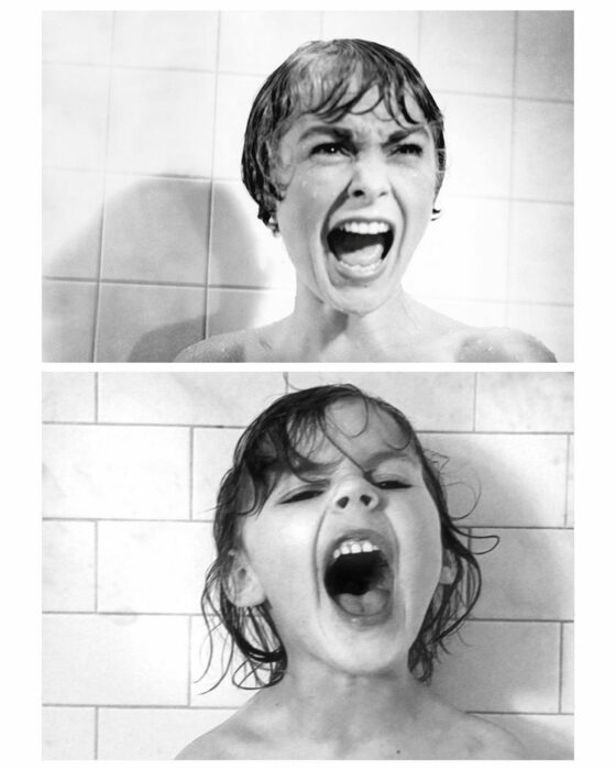 image of a girl recreating a scene from Psycho 