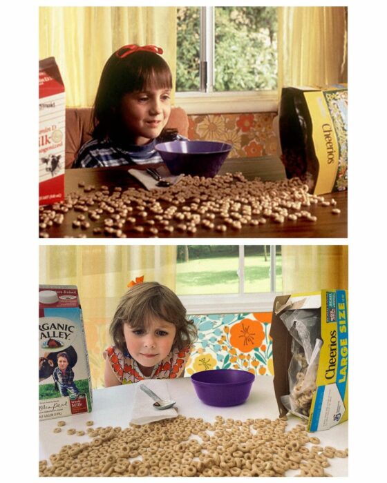 girl recreating a scene from the Matilda movie