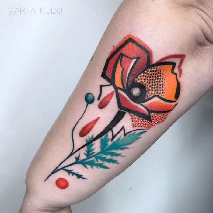 Poppy tattoo on forearm; 13 Beautiful ideas to wear poppies on your skin 