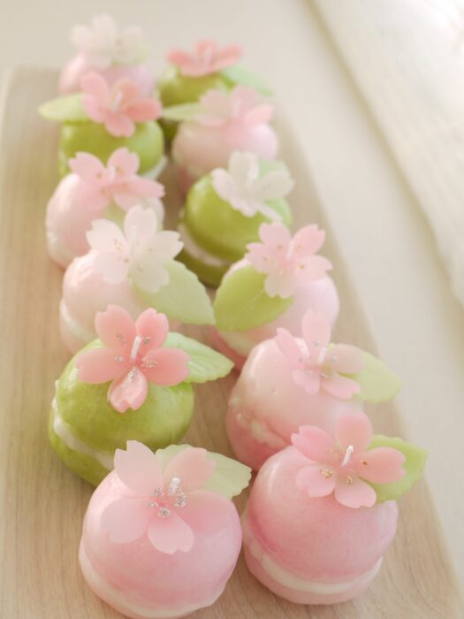 macarons con flores