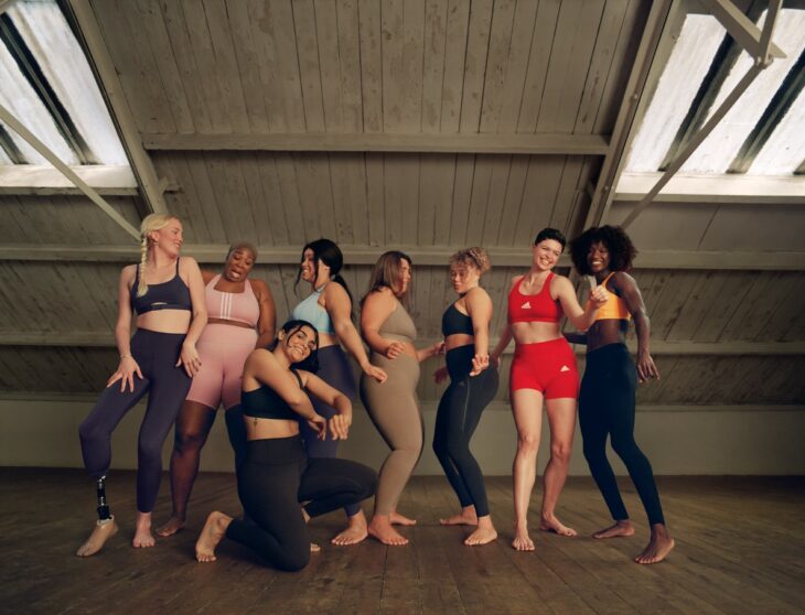 Group of girls wearing Adidas Bra Revolution bras;  Adidas Bra Revolution, the sports bra for all