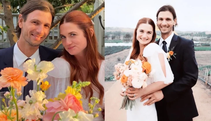 Bonnie Wright y Andrew Lococo el día de su boda