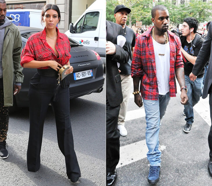 Kim Kardashian y kanye West con la misma camisa