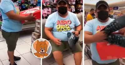 Quiso cambiar sus tenis viejos por unos nuevos en una tienda y lo atraparon