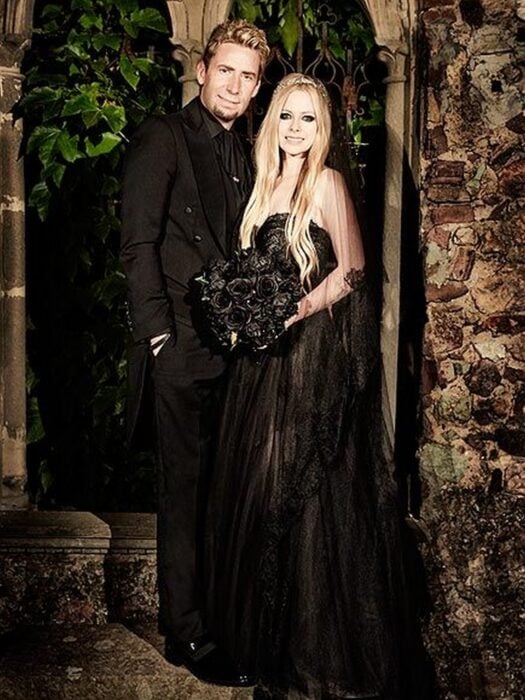 Chad Kroeger y Avril Lavigne el día de su boda