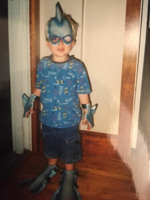 Boy dressed as a shark