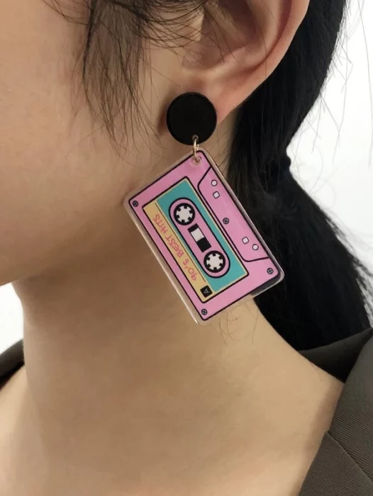 cassette;  Strange earrings that will bring out all your originality