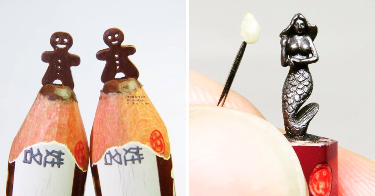 Artist Carves Tiny Sculptures On Pencil Tips And It’s Incredible