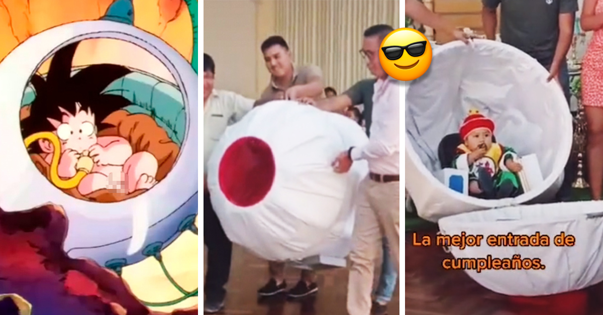Bebé se viraliza por llegar a su fiesta en cápsula saiyajin Bebé se viraliza por llegar a su fiesta en cápsula saiyajin
