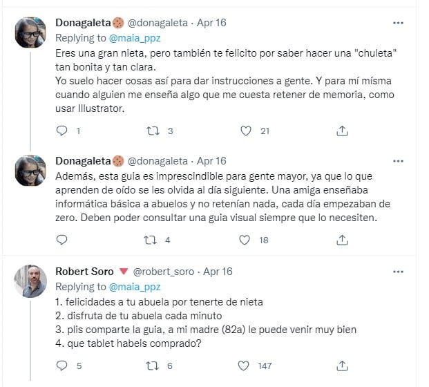 Captura de comentarios en la publicación de Maia en Twitter