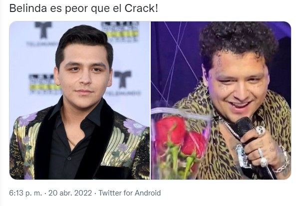 memes de Christian Nodal que Belinda es peor que el Crack