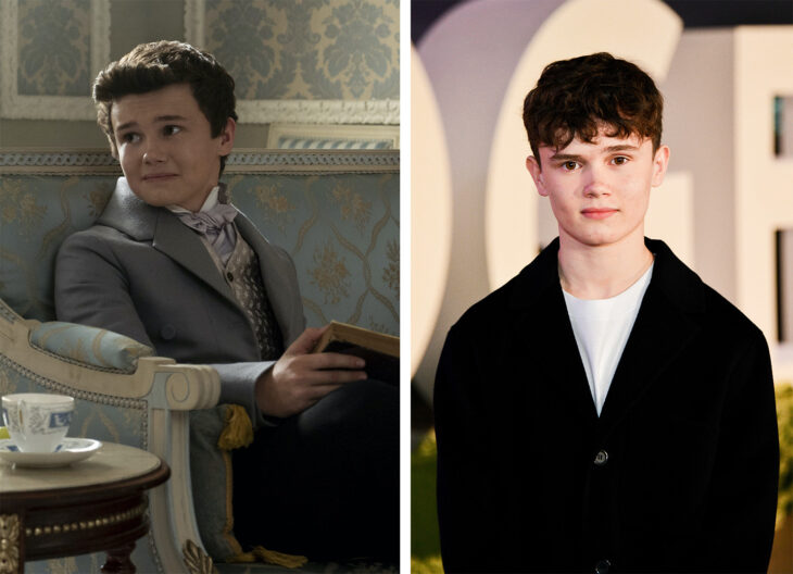 Imagen comparativa del actor Will Tilston en su personaje de Gregory Bridgerton en la serie de Los Bridgerton