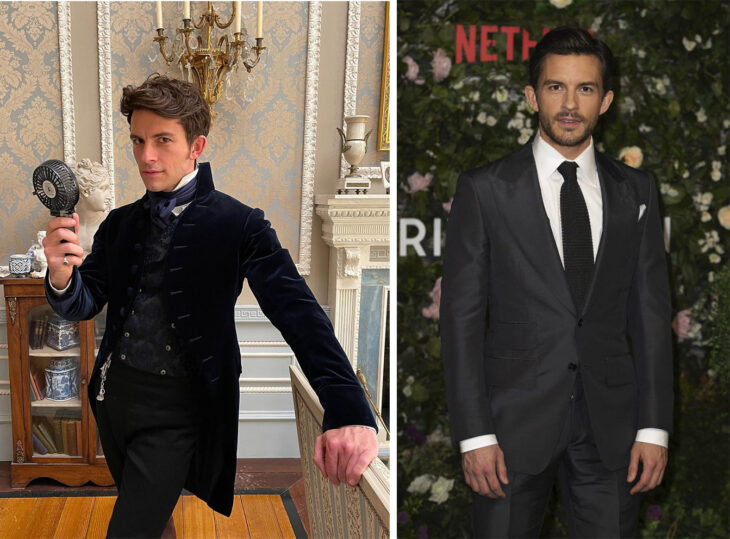 imagen comparativa de Jonathan Bailey en su personaje de Anthony Bridgerton en la serie Bridgerton 