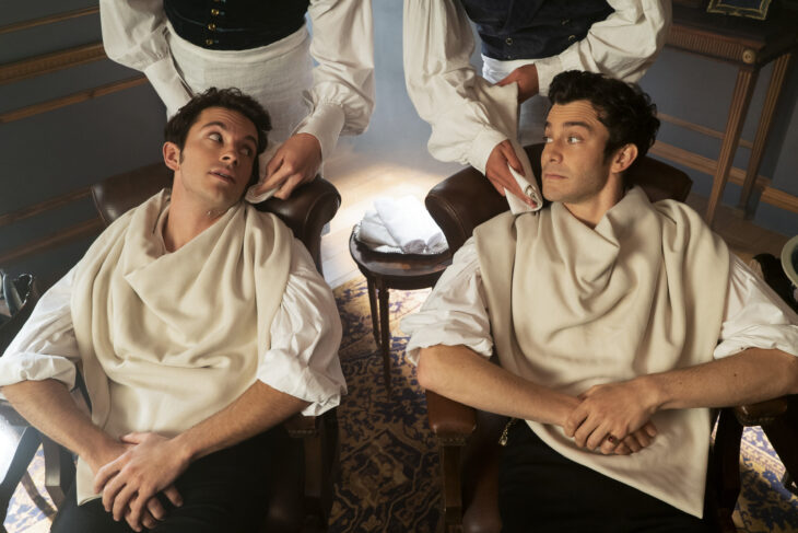 Anthony and Benedict Bridgerton in a scene where they are at the barbershop 