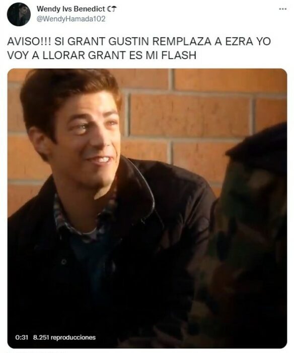 Tuit sobre Fans de DC piden que Grant Gustin sustituya a Ezra Miller en 'The Flash'