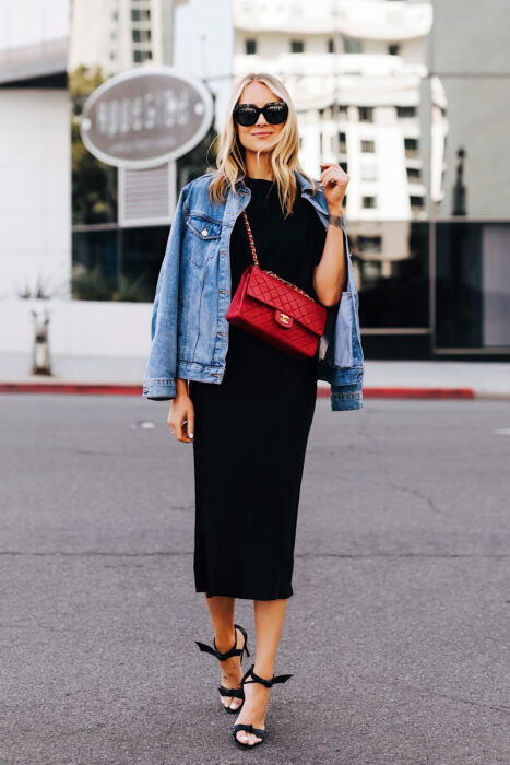 14 Outfits that combine denim jacket with dresses