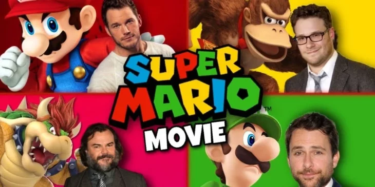 Chris Pratt as Mario Bros, Charlie Day as Luigi, Jack Black as Bowser, and Seth Rogen as Donkey Kong