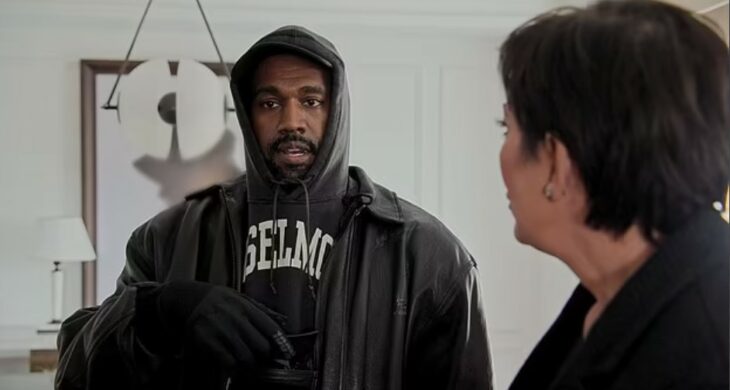 Kanye West greeting and chatting with Kris Jenner 