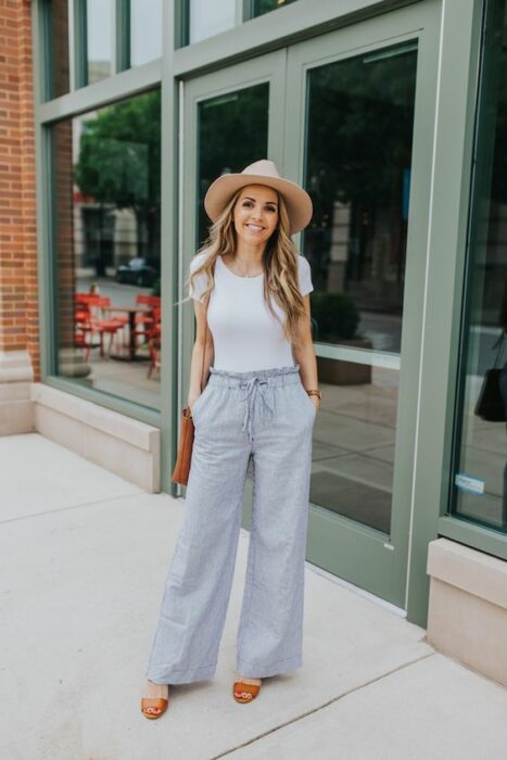 flared pants; loose spring outfits in case you don't like being muddy