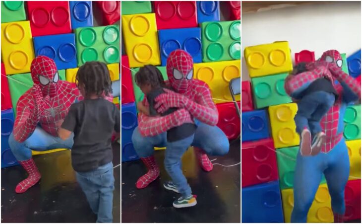 Hombre disfrazado de Spider Man; Papá gasta sus ahorros para comprar traje de Spider-Man y sorprender a su hijo 