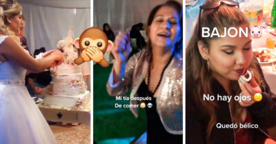 ¡Ah, caray! Pareja hizo pastel “mágico” en su boda y todas sus tías se salieron de control