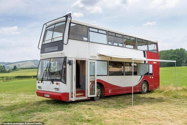 Double-decker bus converted into a house on wheels 