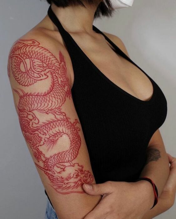 Dragon; 15 pink ink tattoos that will highlight your sensuality