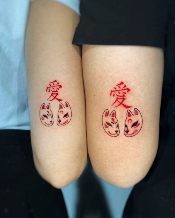 Kitsune Masks; 15 Pink Ink Tattoos That Will Highlight Your Sensuality