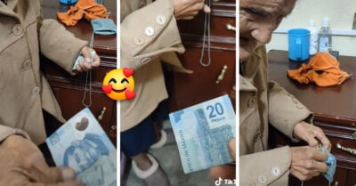 ¡Justo en el corazón! Abuelita le regala un billete a su nieto para que se compre lo que quiera