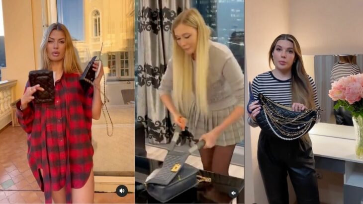 Influencers rusas destruyendo sus bolsos Chanel