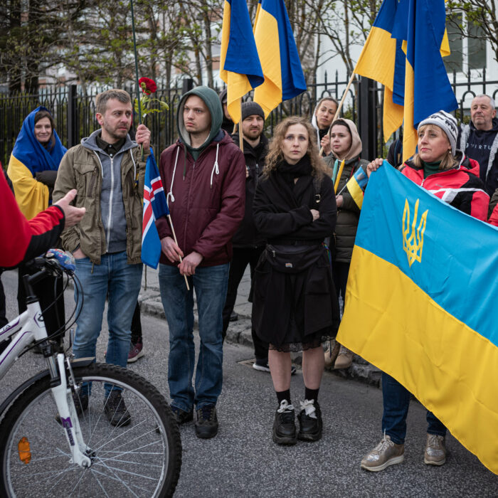 Maria Aliójina durante una manifestación en Rusia