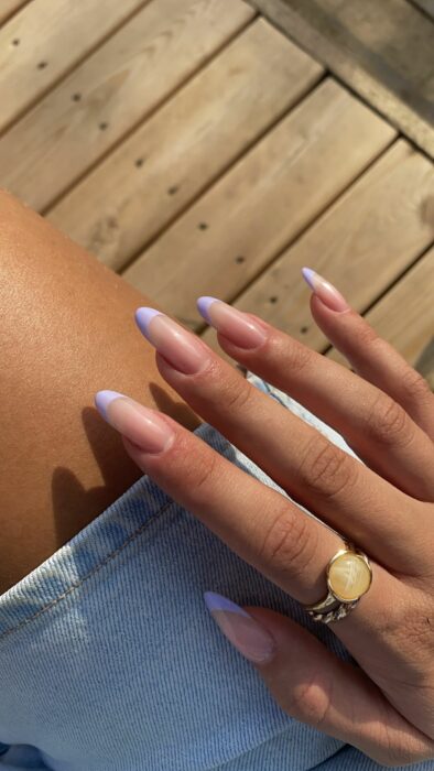 purple french style acrylic nails