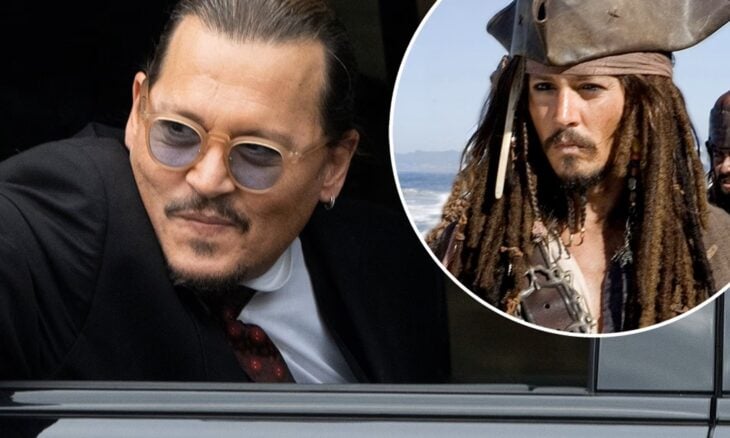 Johnny Depp recreates Jack Sparrow outside the courthouse