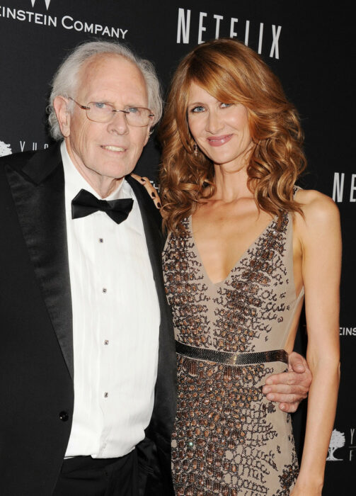 Laura Dern y Bruce Dern en los Globos de Oro, 2014