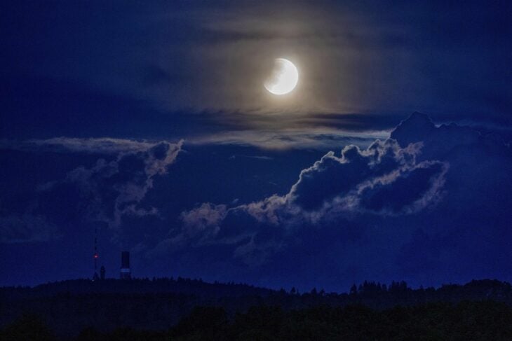 photograph of the moon seen from Mountains near Frankfurt, Germany
