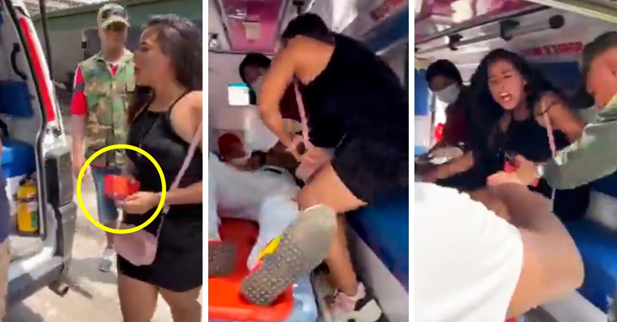 Toxic level…!  Her boyfriend is run over and demands that he give her the key to his cell phone in the ambulance