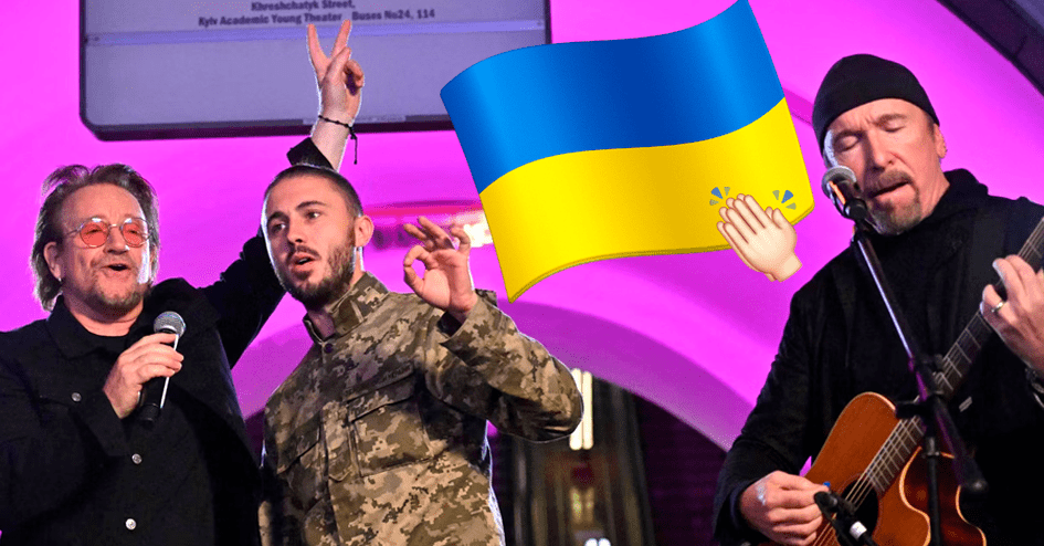Bono and The Edge join forces to offer a concert in the kyiv metro