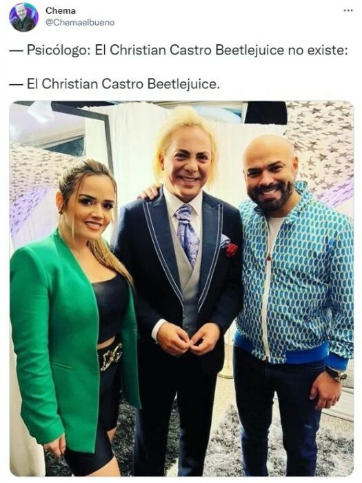 Tuits sobre comparan el nuevo look de Christian Castro con Beetlejuice