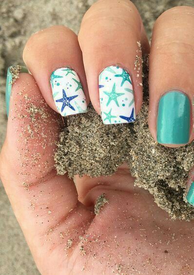 manicura estrellas de mar ;15 Manicuras de playita que te harán sentir como una sirena