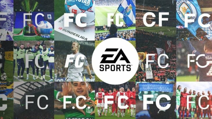 imagen que muestra varias fotografías de jugadores de fútbol bajo las letras EA SPORTS FC 